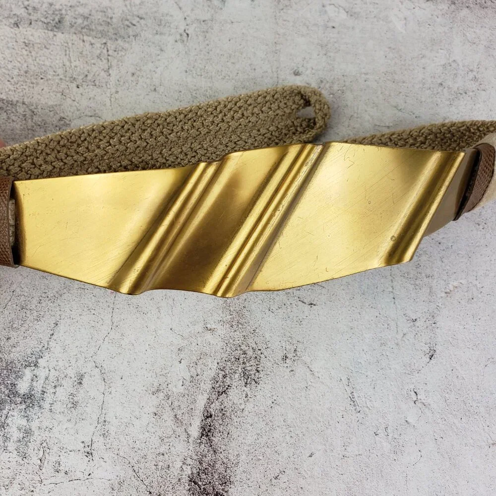 Vintage Leather Shop Belt Art-to-Wear Deco Mixed Media Crochet Avant Garde S/M